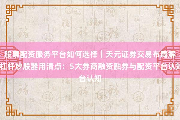 股票配资服务平台如何选择｜天元证券交易布局解 杠杆炒股器用清点：5大券商融资融券与配资平台认知
