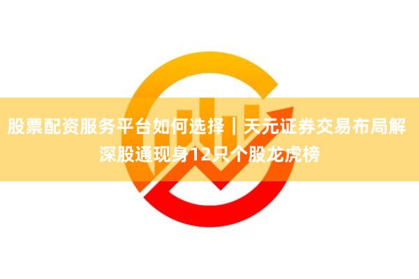 股票配资服务平台如何选择｜天元证券交易布局解 深股通现身12只个股龙虎榜