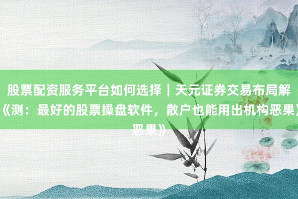 股票配资服务平台如何选择｜天元证券交易布局解 《测：最好的股票操盘软件，散户也能用出机构恶果》