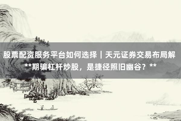 股票配资服务平台如何选择｜天元证券交易布局解 **期骗杠杆炒股，是捷径照旧幽谷？**